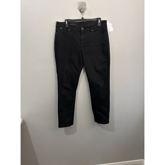 Talbots Perfectly Flattering Black Denim Jeans Curvy Slim Ankle Women 12p - Picture 1 of 11